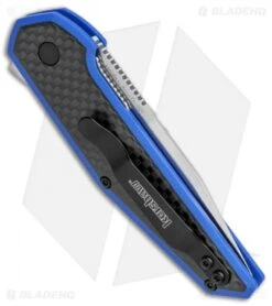 Kershaw Anso Fraxion Liner Lock Knife CF/Blue G-10 (2.75" Satin) 1160BLU 6 Kershaw Anso Fraxion Liner Lock Knife CF/Blue G-10 (2.75" Satin) 1160BLU -Sharp Edge Knife Shop Kershaw Anso Fraxion LL CF Blue G 10 1160BLU BHQ 79684 jr side