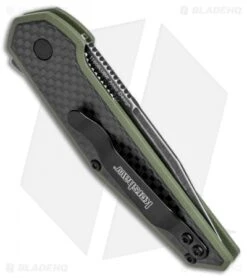Kershaw Anso Fraxion Liner Lock Knife CF/OD Green G-10 (2.75" Black SW) 1160OLBW 6 Kershaw Anso Fraxion Liner Lock Knife CF/OD Green G-10 (2.75" Black SW) 1160OLBW -Sharp Edge Knife Shop Kershaw Anso Fraxion LL CF Green G 10 Black SW 1160OLBW BHQ 79687 jr side