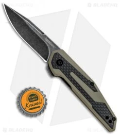 Kershaw Anso Fraxion Liner Lock Knife CF/Tan G-10 (2.75" Blackwash) 1160TANBW -Sharp Edge Knife Shop Kershaw Anso Fraxion LL CF Tan G 10 Blackwash 1160TANBW BHQ 80566 jr bottlecap