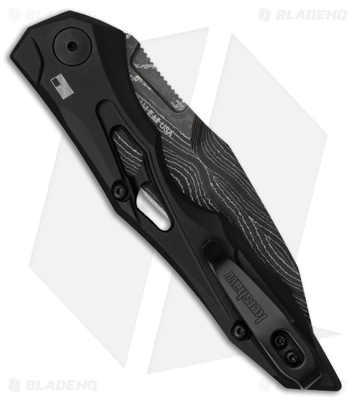 Kershaw Launch 13 Automatic Button Lock Knife Black Aluminum (3.5" Damascus) 2 Kershaw Launch 13 Automatic Button Lock Knife Black Aluminum (3.5" Damascus) - Image 2