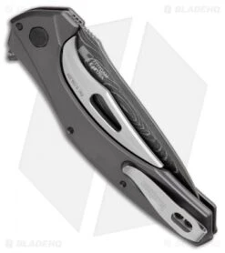 Kershaw Bareknuckle Sub Frame Lock Knife Gray Al (3.5" Damascus) 7777DAM 6 Kershaw Bareknuckle Sub Frame Lock Knife Gray Al (3.5" Damascus) 7777DAM -Sharp Edge Knife Shop Kershaw Bareknuckle Sub FL Gray Al Damascus 7777DAM BHQ 103079 jr side