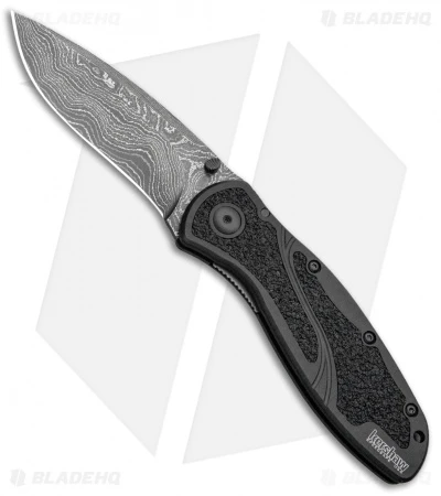 Kershaw Blur Assisted Opening Knife Black Aluminum (3.375" Damascus) 1670BLKDAM 1 Kershaw Blur Assisted Opening Knife Black Aluminum (3.375" Damascus) 1670BLKDAM