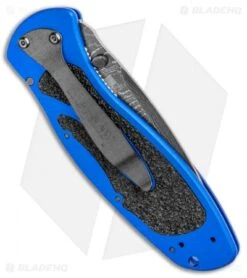 Kershaw Blur Assisted Opening Knife Blue Aluminum (3.375" Damascus) 1670NBDAM -Sharp Edge Knife Shop Kershaw Blur Assisted Opening Knife Blue Aluminum Damascus 1670NBDAM BHQ 107880 kp side jr