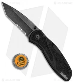 Kershaw Blur Tanto Assisted Opening Knife Black (3.375" BlackWash Serr) -Sharp Edge Knife Shop Kershaw Blur Tanto Black BlackWash Serr 1670TSTBWWM BHQ 68394 jr bottlecap 2