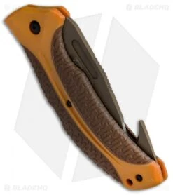 Kershaw Buck Commander Lonerock Folding Guthook Lock Back Knife (3.5" Brown) -Sharp Edge Knife Shop Kershaw Buck Commander Lonerock Folding Guthook Brown 1898GHORBRNBCX BHQ 51594 jr side