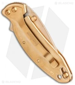 Kershaw Chive Assisted Opening Knife 24K Gold Plated (1.94" Gold) 1600G -Sharp Edge Knife Shop Kershaw Chive AO 24K Gold Plated KS1600G BHQ 86782 jr side