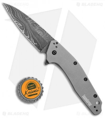 Kershaw Dividend Assisted Opening Knife Gray Aluminum (3" Damascus) 1812GRYDAM 4 Kershaw Dividend Assisted Opening Knife Gray Aluminum (3" Damascus) 1812GRYDAM - Image 4