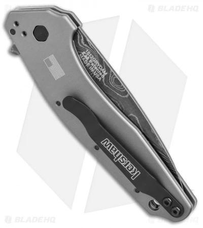 Kershaw Dividend Assisted Opening Knife Gray Aluminum (3" Damascus) 1812GRYDAM 2 Kershaw Dividend Assisted Opening Knife Gray Aluminum (3" Damascus) 1812GRYDAM - Image 2