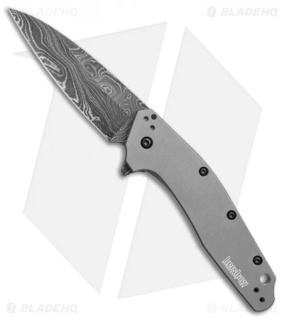 Kershaw Dividend Assisted Opening Knife Gray Aluminum (3" Damascus) 1812GRYDAM 1 Kershaw Dividend Assisted Opening Knife Gray Aluminum (3" Damascus) 1812GRYDAM