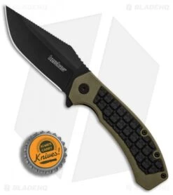 Kershaw Faultline Liner Lock Knife Green/Black GFN (3" Black) 8760 -Sharp Edge Knife Shop Kershaw Faultline Green Black GFN black BHQ 81280 er bottlecap