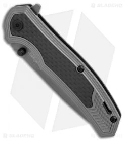 Kershaw Fringe A/O Frame Lock Knife Gray SS/Carbon Fiber (3" Gray) 8310 -Sharp Edge Knife Shop Kershaw Fringe AO Gray SS Carbon Fiber Gray BHQ 80593 er spine