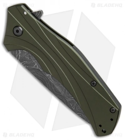 Kershaw Knockout Assisted Opening Knife OD Green (3.25" Damascus) 1870OLDAM 3 Kershaw Knockout Assisted Opening Knife OD Green (3.25" Damascus) 1870OLDAM - Image 3