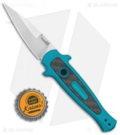 Kershaw Launch 12 Mini Stiletto Automatic Knife Teal (2.5" Stonewash) -Sharp Edge Knife Shop Kershaw Launch 12 CA Legal Stiletto Auto Teal SW KER7125TEALSW BHQ 115102 jr bottlecap
