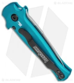Kershaw Launch 12 Mini Stiletto Automatic Knife Teal (2.5" Stonewash) -Sharp Edge Knife Shop Kershaw Launch 12 CA Legal Stiletto Auto Teal SW KER7125TEALSW BHQ 115102 jr side