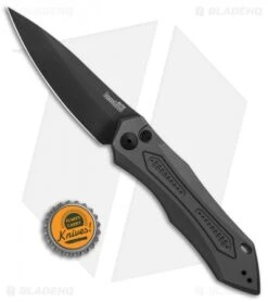 Kershaw Launch 6 Automatic Knife Gray Aluminum (3.75" Black) 7800GRYBLK -Sharp Edge Knife Shop Kershaw Launch 6 Auto Gray Aluminum Black KER7800GRYBLK BHQ 91252 jr bottlecap