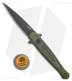 Kershaw Launch 8 Stiletto Automatic Knife Green/CF (3.5" Black) -Sharp Edge Knife Shop Kershaw Launch 8 Stiletto Auto Green CF Black KER7150OLBLK BHQ 109602 jr bottlecap
