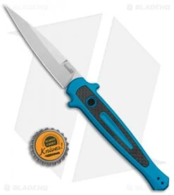 Kershaw Launch 8 Stiletto Automatic Knife Teal/CF (3.5" Stonewash) 7 Kershaw Launch 8 Stiletto Automatic Knife Teal/CF (3.5" Stonewash) -Sharp Edge Knife Shop Kershaw Launch 8 Stiletto Auto Teal CF SW KER7150TEALSW BHQ 105834 jr bottlecap