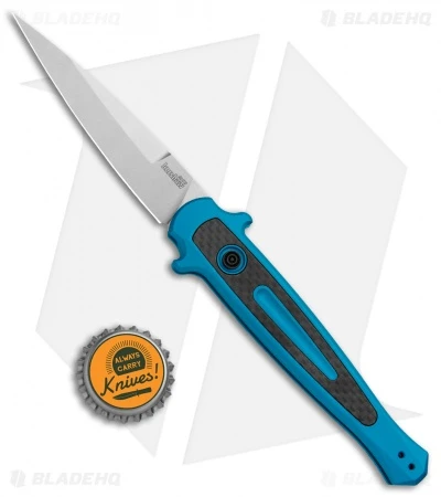 Kershaw Launch 8 Stiletto Automatic Knife Teal/CF (3.5" Stonewash) 4 Kershaw Launch 8 Stiletto Automatic Knife Teal/CF (3.5" Stonewash) - Image 4