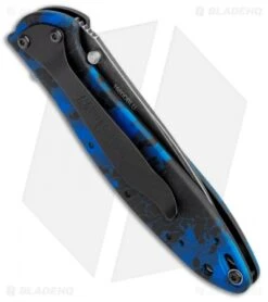 Kershaw Leek Spring Assisted Knife A/O Digital Blue (3" Black SW) 1660DBLU -Sharp Edge Knife Shop Kershaw Leek A O Digital Blue Blackwash KS1660DBLU BHQ 102811 jr side