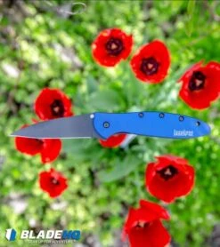 Kershaw Leek Assisted Opening Knife Blue (3" Black) 1660NBBLK -Sharp Edge Knife Shop Kershaw Leek Assisted Opening Knife Blue Black 1660NBBLK BHQ 77341 kp tulips web