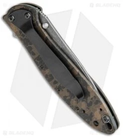Kershaw Leek Spring Assisted Knife A/O Digital Brown (3" Black SW) 1660DEB -Sharp Edge Knife Shop Kershaw Leek Auto Digital Brown Blackwash BHQ 113292 jr side
