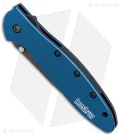 Kershaw Leek Assisted Opening Knife Blue (3" Black) 1660NBBLK -Sharp Edge Knife Shop Kershaw Leek Blue black BHQ 77341 er spine