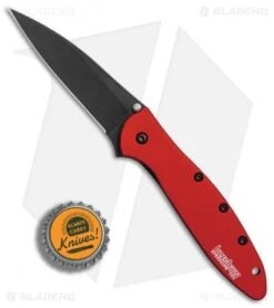 Kershaw Leek Assisted Opening Knife Red (3" Black) 1660RDBLK 10 Kershaw Leek Assisted Opening Knife Red (3" Black) 1660RDBLK -Sharp Edge Knife Shop Kershaw Leek Red black BHQ 77344 er bottlecap