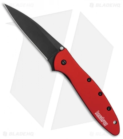 Kershaw Leek Assisted Opening Knife Red (3" Black) 1660RDBLK 1 Kershaw Leek Assisted Opening Knife Red (3" Black) 1660RDBLK
