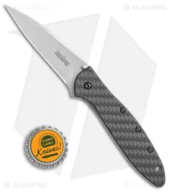Kershaw Leek Assisted Opening Knife Carbon Fiber (3" Stonewash) 1660CF -Sharp Edge Knife Shop Kershaw Leek cf sw BHQ 52168 jr bottlecap