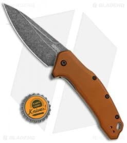 Kershaw Link Drop Point Knife Flat Dark Earth Aluminum (3.25" BlackWash) -Sharp Edge Knife Shop Kershaw Link Assisted SW Plain FDE Handle 1776BRZBW BHQ 85193 jr bottlecap