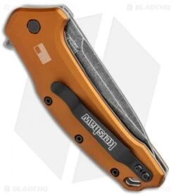 Kershaw Link Drop Point Knife Flat Dark Earth Aluminum (3.25" BlackWash Serr) -Sharp Edge Knife Shop Kershaw Link Assisted SW Plain FDE Handle Serr 1776BRZBWST BHQ 85191 jr side