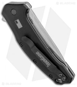 Kershaw Link Drop Point Knife Black (3.25" M390 Stonewash) 1776BLK -Sharp Edge Knife Shop Kershaw Link DP Black SW 1776BLK BHQ 75307 jr side 2