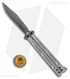 Kershaw Lucha Balisong Butterfly Knife Gray Stainless (4.5" Damascus) 5150DAM -Sharp Edge Knife Shop Kershaw Lucha Balisong Gray Damascus BHQ 117076 jr bottlecap