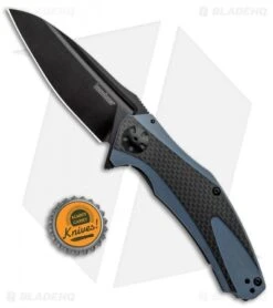 Kershaw Natrix XL Sub-Frame Lock Knife Blue G-10/CF (3.75" Black) 7008CFBLK -Sharp Edge Knife Shop Kershaw Natrix Sub FL Carbo Blue CF KS7008CFBLK BHQ 92438 jr bottlecap