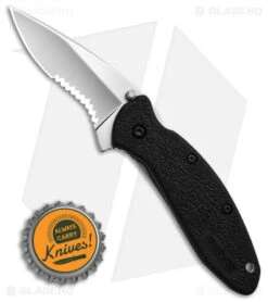 Kershaw Scallion Assisted Opening Knife Black GFN (2.25" Bead Blast Serr) 1620ST -Sharp Edge Knife Shop Kershaw Scallion Assisted Opening Knife Black GFN 2in Bead Blast Serr BHQ 6782 td size