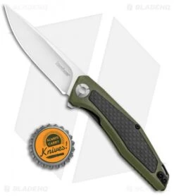 Kershaw Sinkevich Atmos Liner Lock Knife OD Green G-10/Carbon Fiber (3" Satin) -Sharp Edge Knife Shop Kershaw Sinkevich Atomost LL OD Green G 10 CF Satin KS4037OL BHQ 90131 jr bottlecap