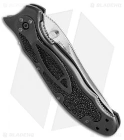 Kershaw Steven Seagal 1680ST Liner Lock Knife Ray Skin (3.5" Polish Serr) XXXX -Sharp Edge Knife Shop Kershaw Steven Seagal 1680ST ray skin polish serr BHQ 67699 er side