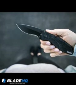 Kershaw Blur Assisted Opening Knife Black (3.375" Black Serr) 1670BLKST -Sharp Edge Knife Shop kershaw blur black serr 1670BLKST hand dl