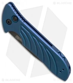 Kershaw Emerson Launch 5 Automatic Knife Blue Aluminum (3.4" Black) 7600BLUBLK 5 Kershaw Emerson Launch 5 Automatic Knife Blue Aluminum (3.4" Black) 7600BLUBLK -Sharp Edge Knife Shop kershaw emerson launch 5 blue ker7600blublk BHQ 37457 er spine