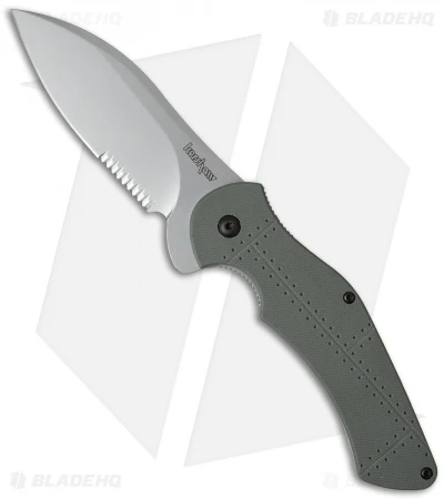 Kershaw Junkyard Dog II Liner Lock Knife Gray G10 (3.75" Bead Blast Serr) 1725ST 1 Kershaw Junkyard Dog II Liner Lock Knife Gray G10 (3.75" Bead Blast Serr) 1725ST