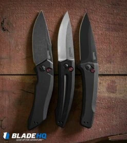 Kershaw Launch 1 Automatic Knife Black Aluminum (3.4" BlackWash) 7100BW -Sharp Edge Knife Shop kershaw launch 1 blackwash 2 sw 3 blk dl large
